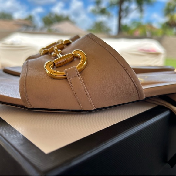 Gucci horse bit leather slide sandals  sz35 - Picture 8 of 14